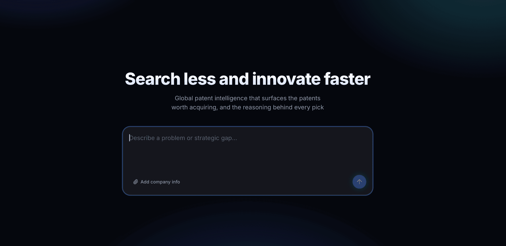 Ventsuri demo: describe a problem or strategic gap and get back ranked patents worth acquiring